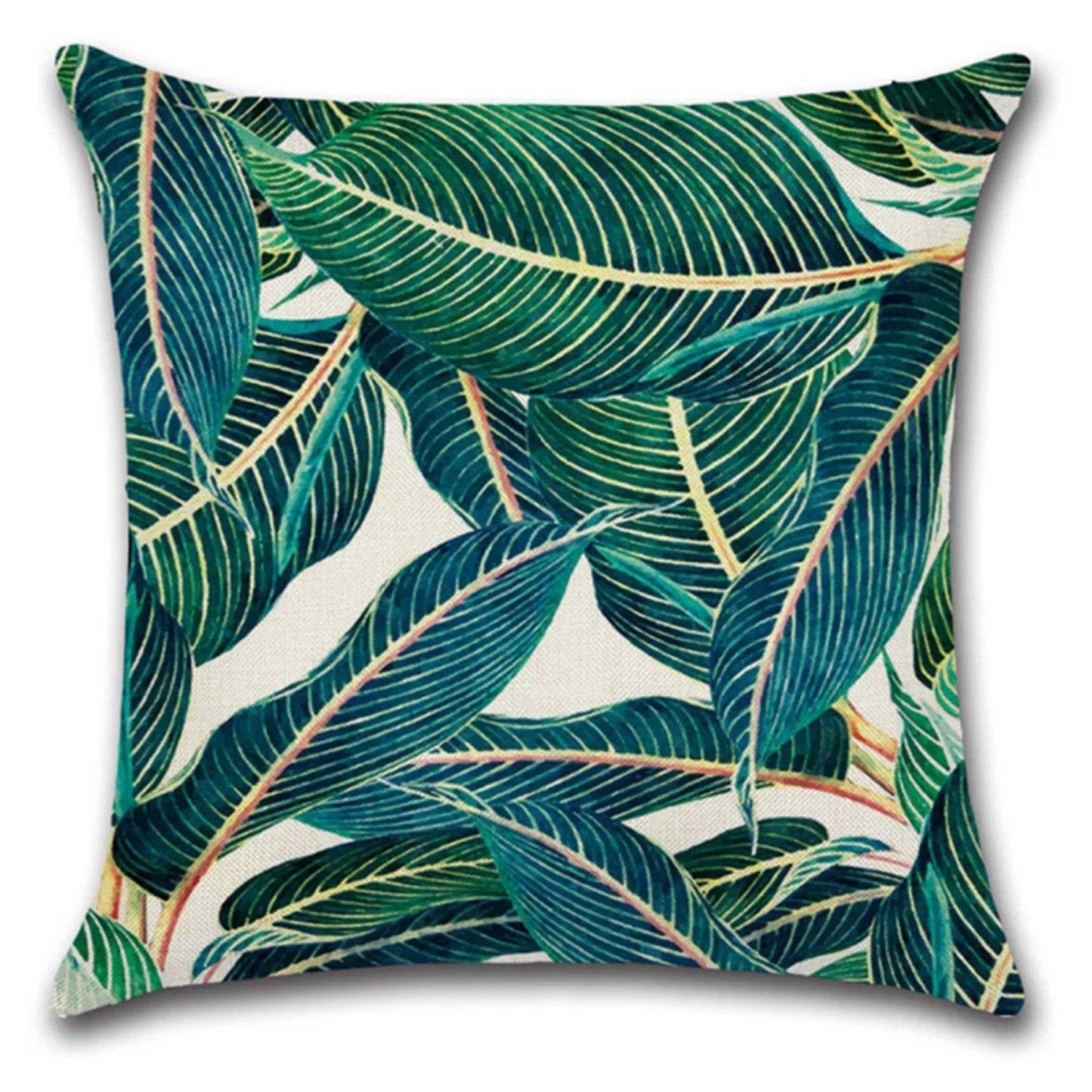 Cushion Pillow Colourful Tropical Green Leaves Leaf