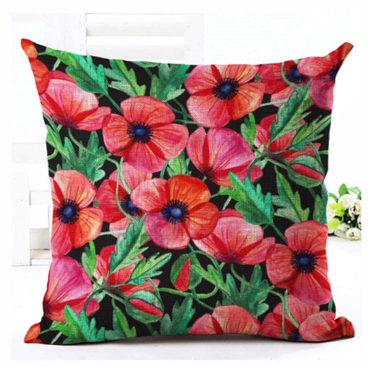 Cushion Pillow Floral Red Poppies
