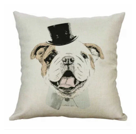 Cushion Pillow Bull Dog Rollie with Top Hat