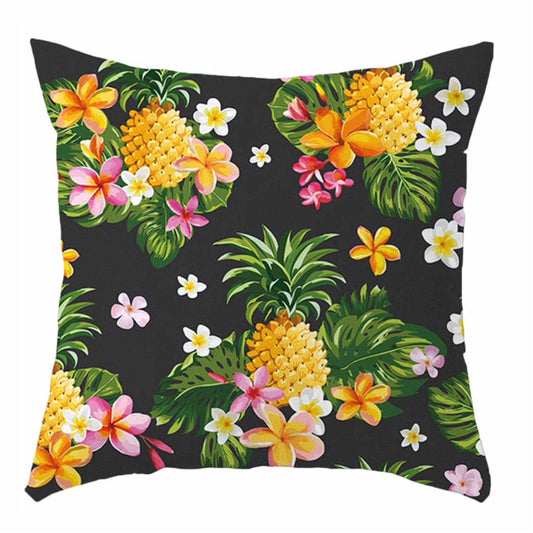 Cushion Pillow Pineapple Frangipani Pink White Black