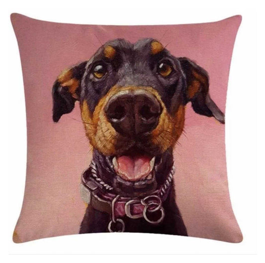 Cushion Pillow Black Dog Woof Pink