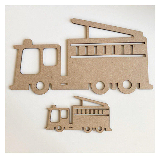 Fire Truck x 2 MDF Wooden Shape DIY Cut Out Art Craft Decor