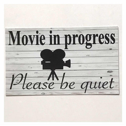 Movie In Progress Please Be Quiet Vintage Sign - The Renmy Store Homewares & Gifts 