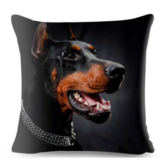 Cushion Dog Black Doberman