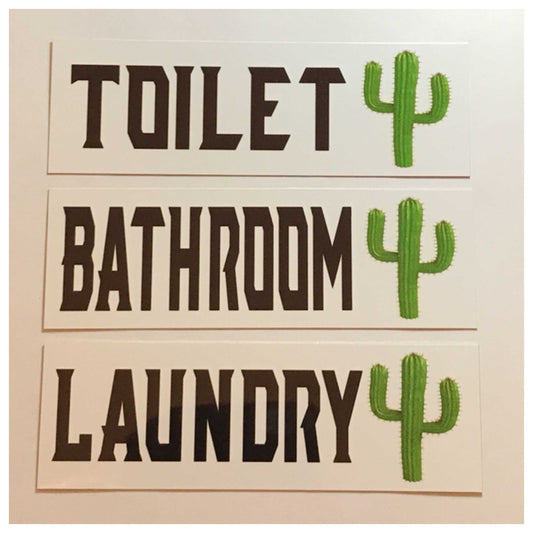 Cactus Toilet Laundry Bathroom Door Sign
