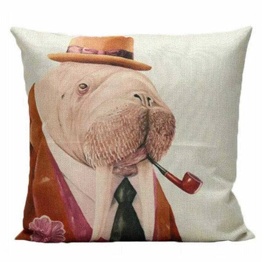Cushion Pillow Mr Walrus Seal Fun Vintage Retro