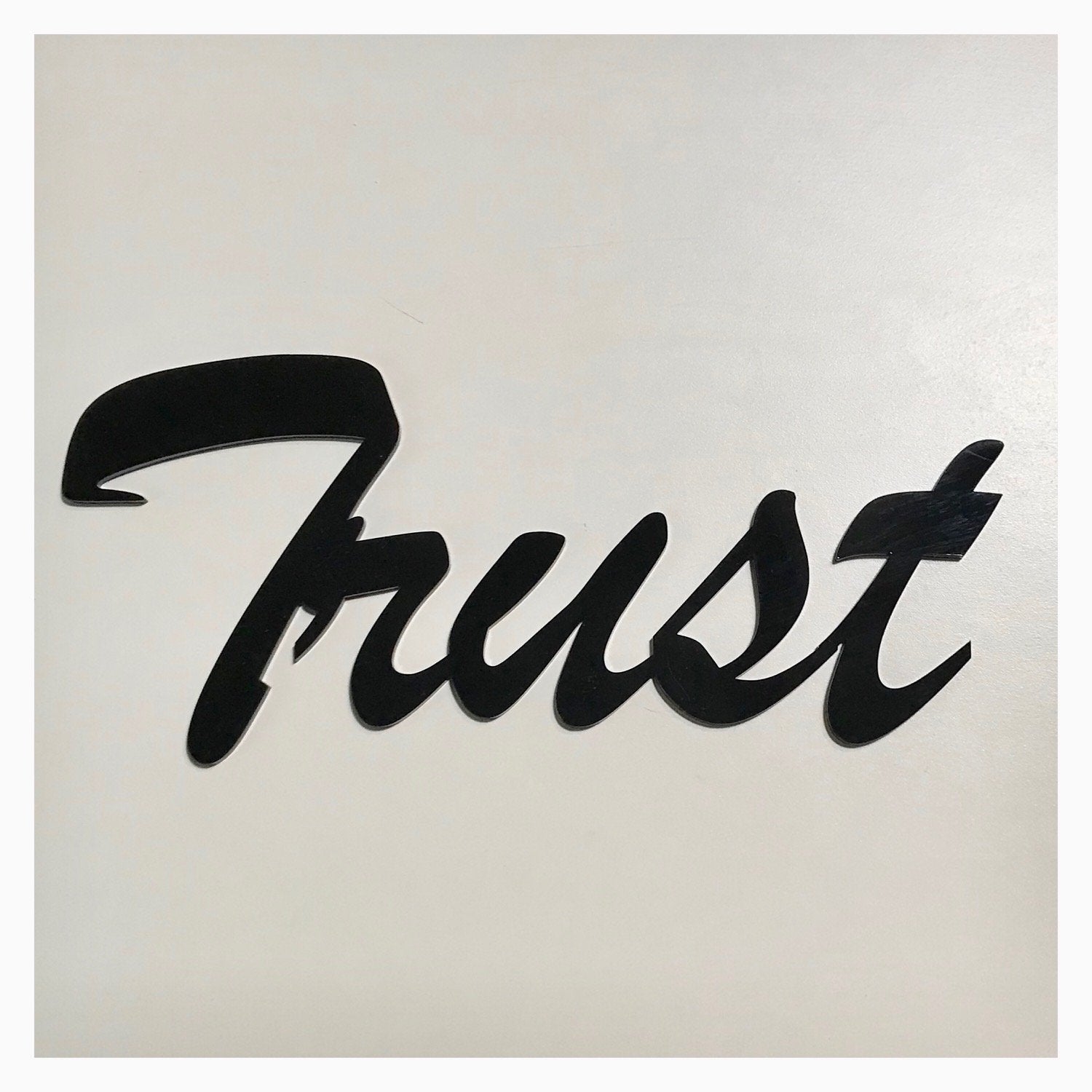 Trust Word Plastic Acrylic Wall Art Vintage Black