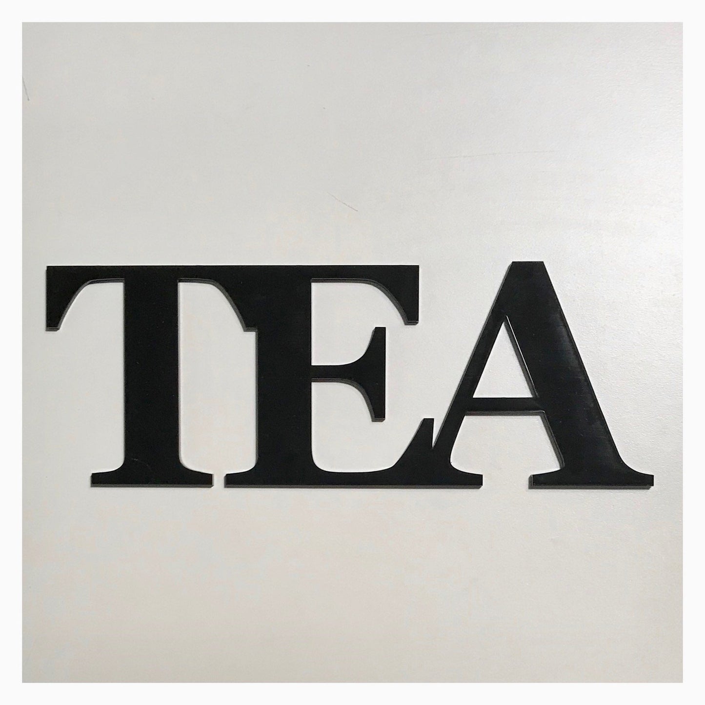 Tea Word Plastic Acrylic Wall Art Vintage Black