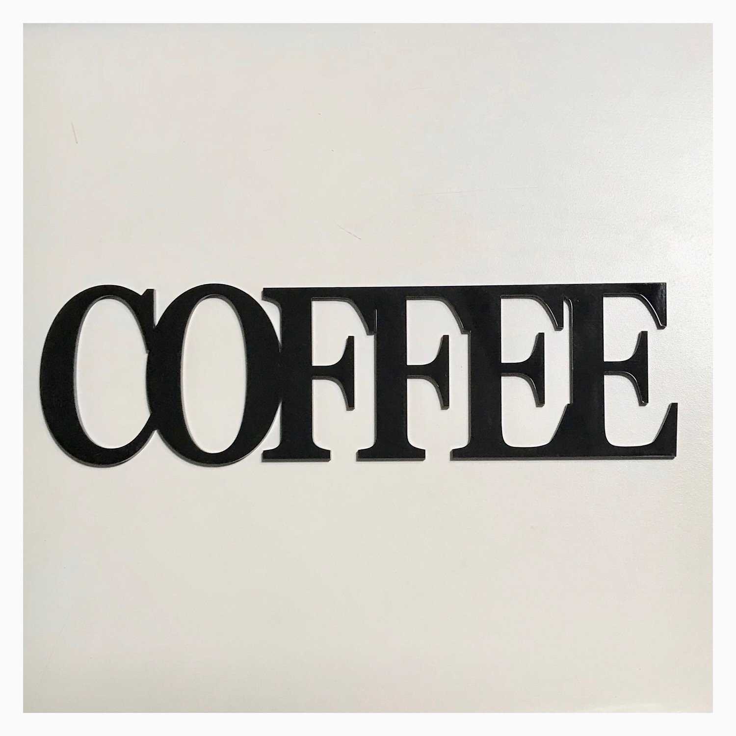 Coffee Word Plastic Acrylic Wall Art Vintage Black