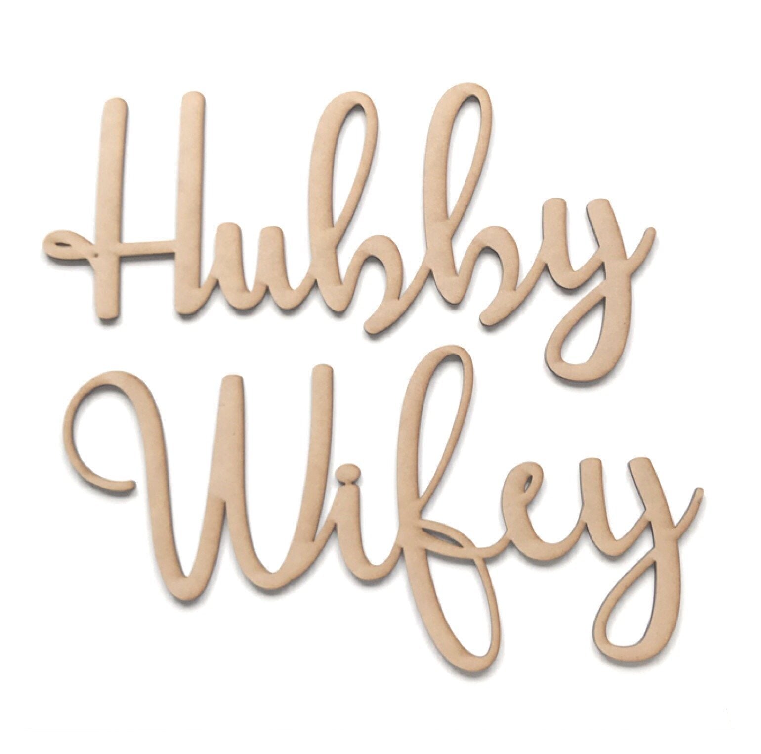 Wifey & Hubby Wife Husband Word Wall Quote Art DIY Raw MDF Timber Love Wedding
