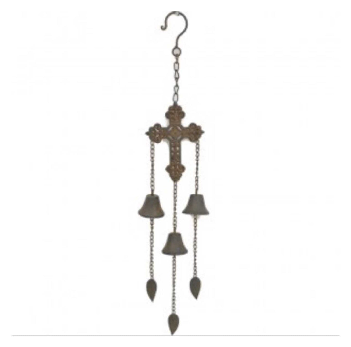Hanging Rustic Cross with Three bells