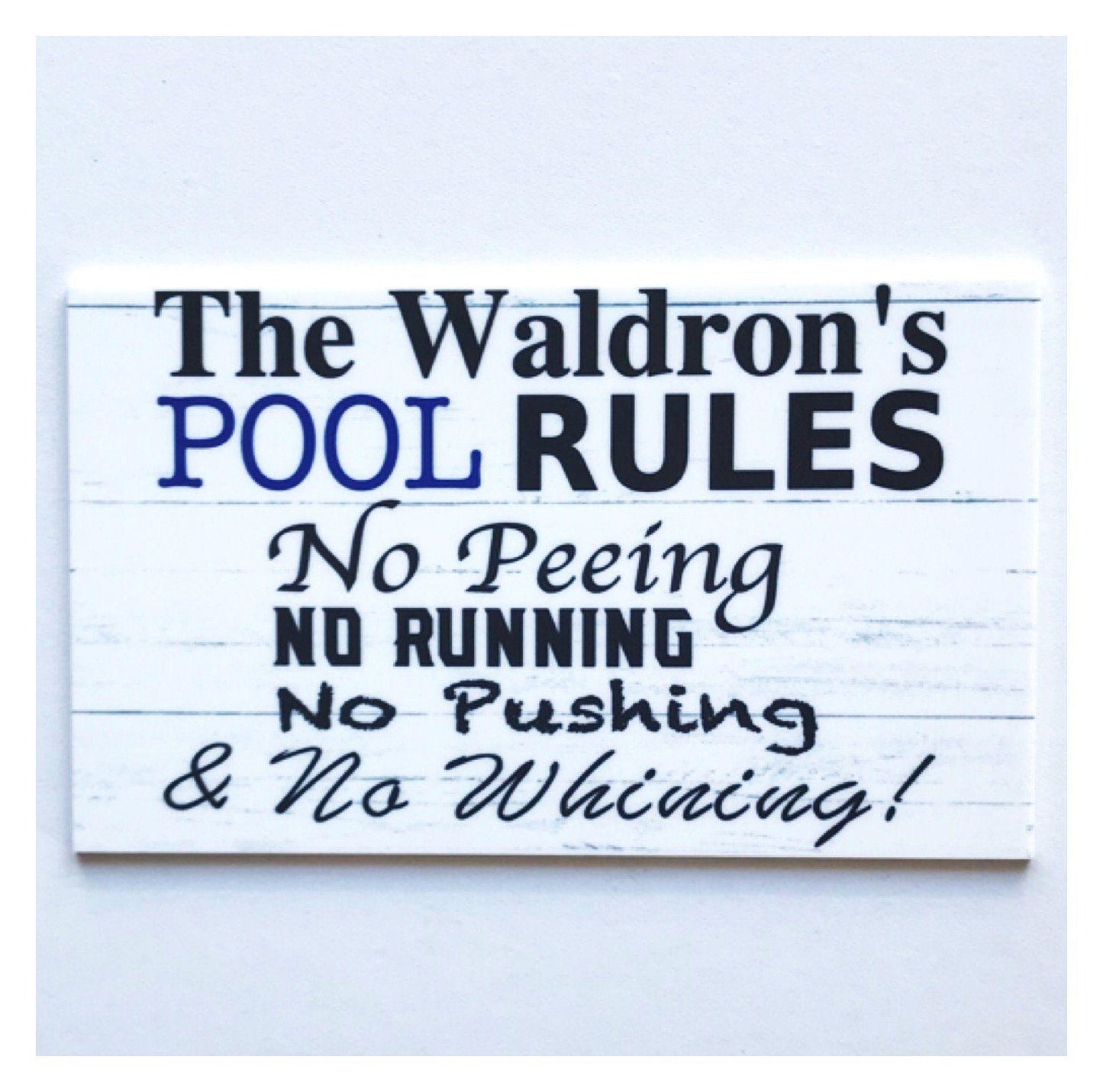 Pool Rules Custom Name Sign - The Renmy Store Homewares & Gifts 