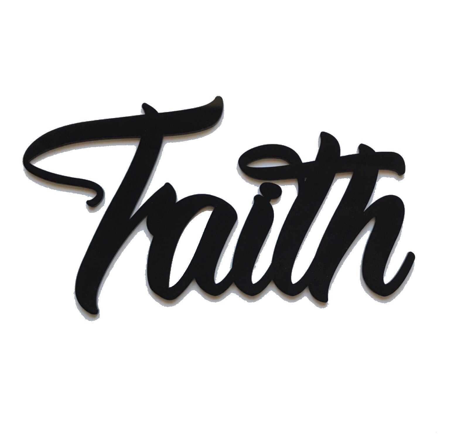 Faith Word Plastic Acrylic Wall Art Vintage Black or White