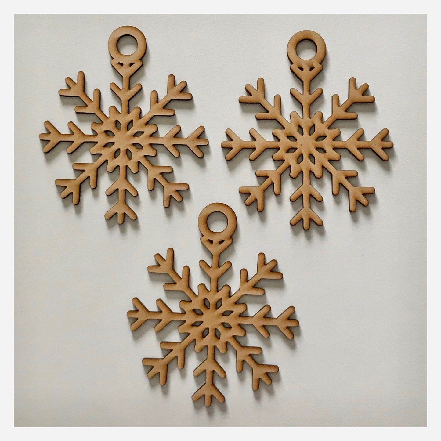 Snowflake Star Christmas Hanging Decoration Set of 3 Plain DIY Raw MDF Timber