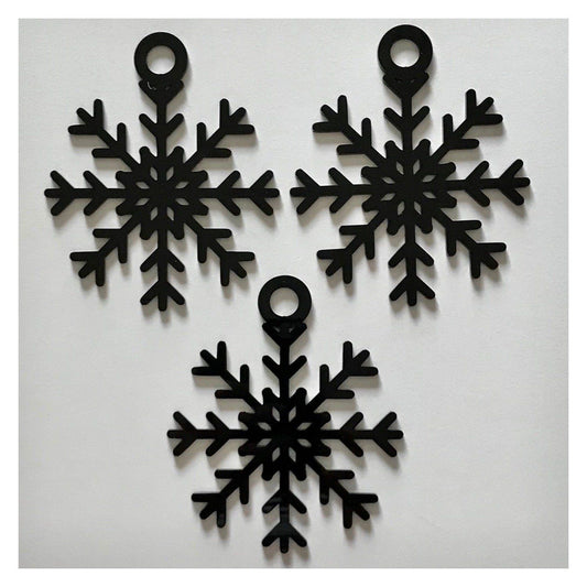 Snowflake Decoration Hanging Set Of 3 Black  Acrylic Country Decor Garden