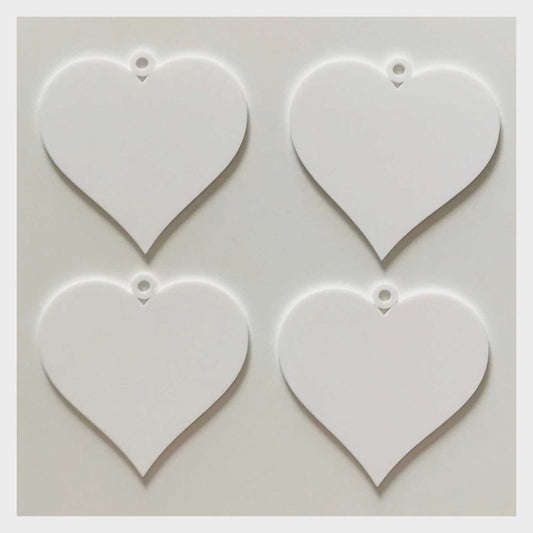 Heart Love Wedding Xmas Party Decoration Hanging Set Of 3 White Plastic Acrylic Country Decor Garden