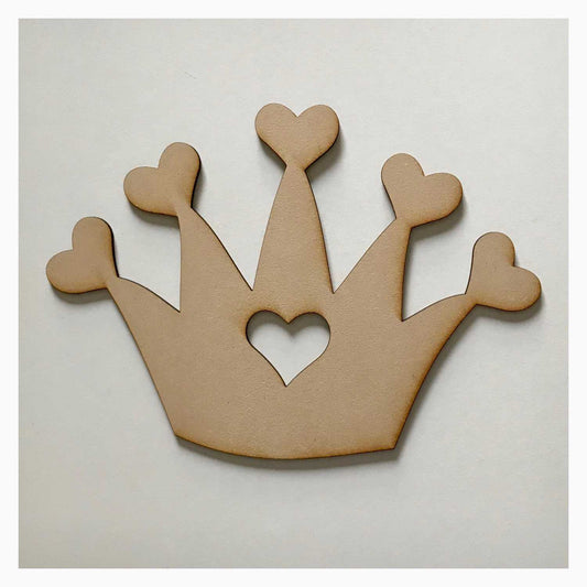 Crown with Hearts DIY Raw MDF Timber