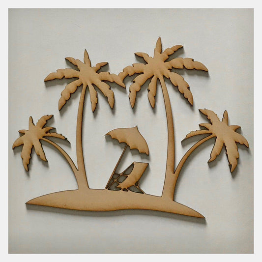 Tropical Island with Palm Trees DIY Raw MDF Timber