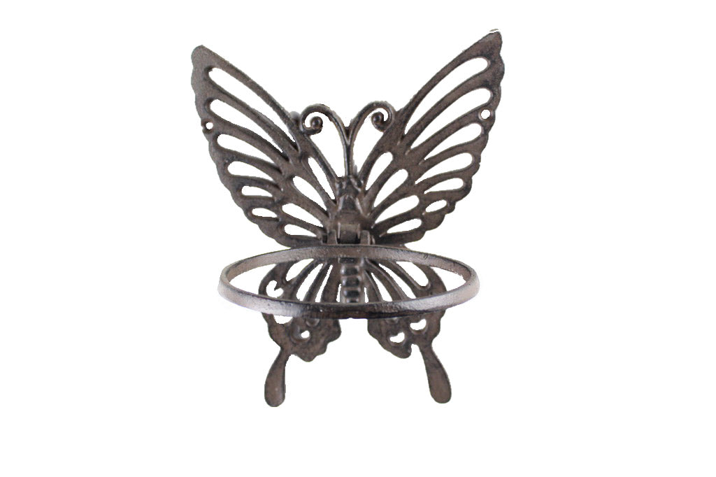 Planter Pot Wall Stand Butterfly Rustic Iron