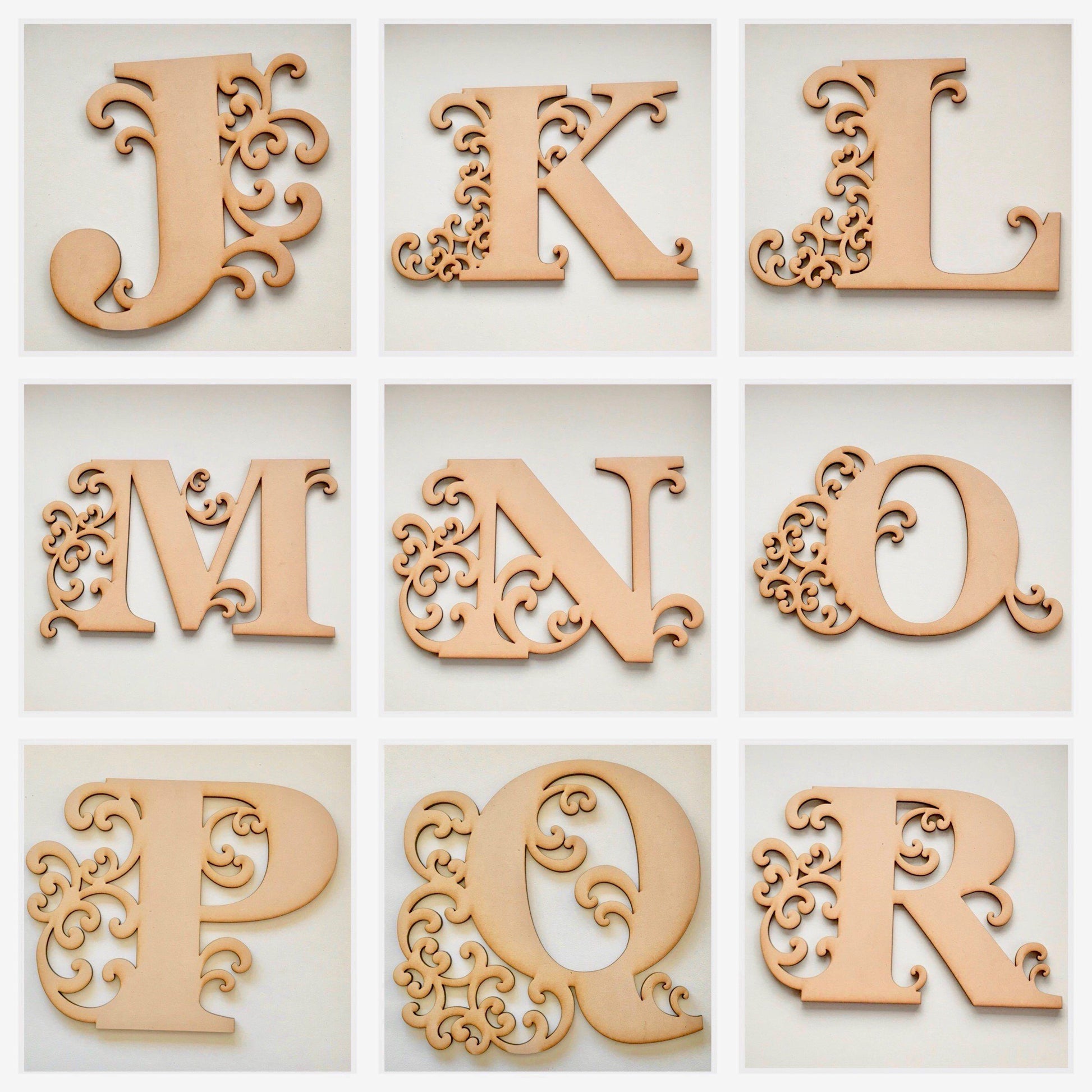 Set of 3 Decorative Letters Alphabet MDF Wooden
