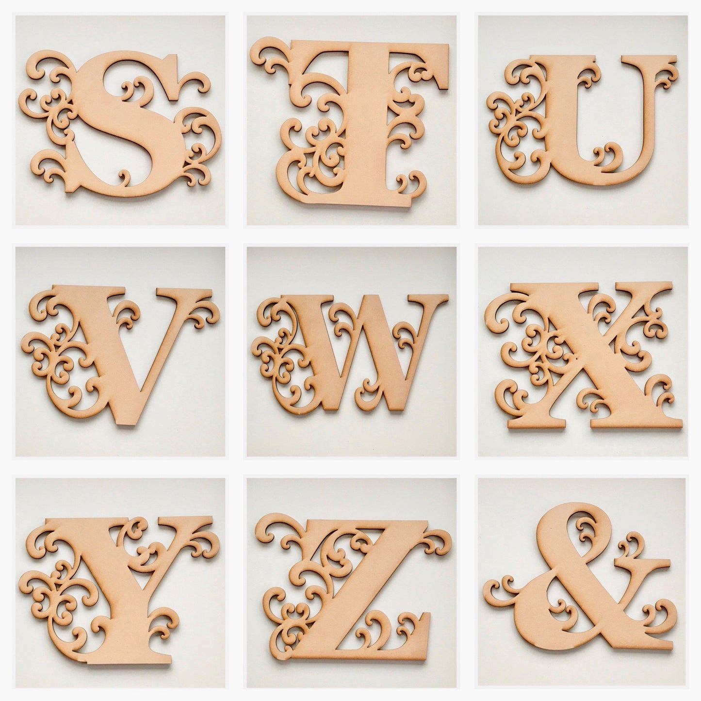 Set of 3 Decorative Letters Alphabet MDF Wooden