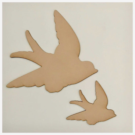 Bird Set of 2 Flying Birds MDF Shape DIY Raw Cut Out Art Craft Decor