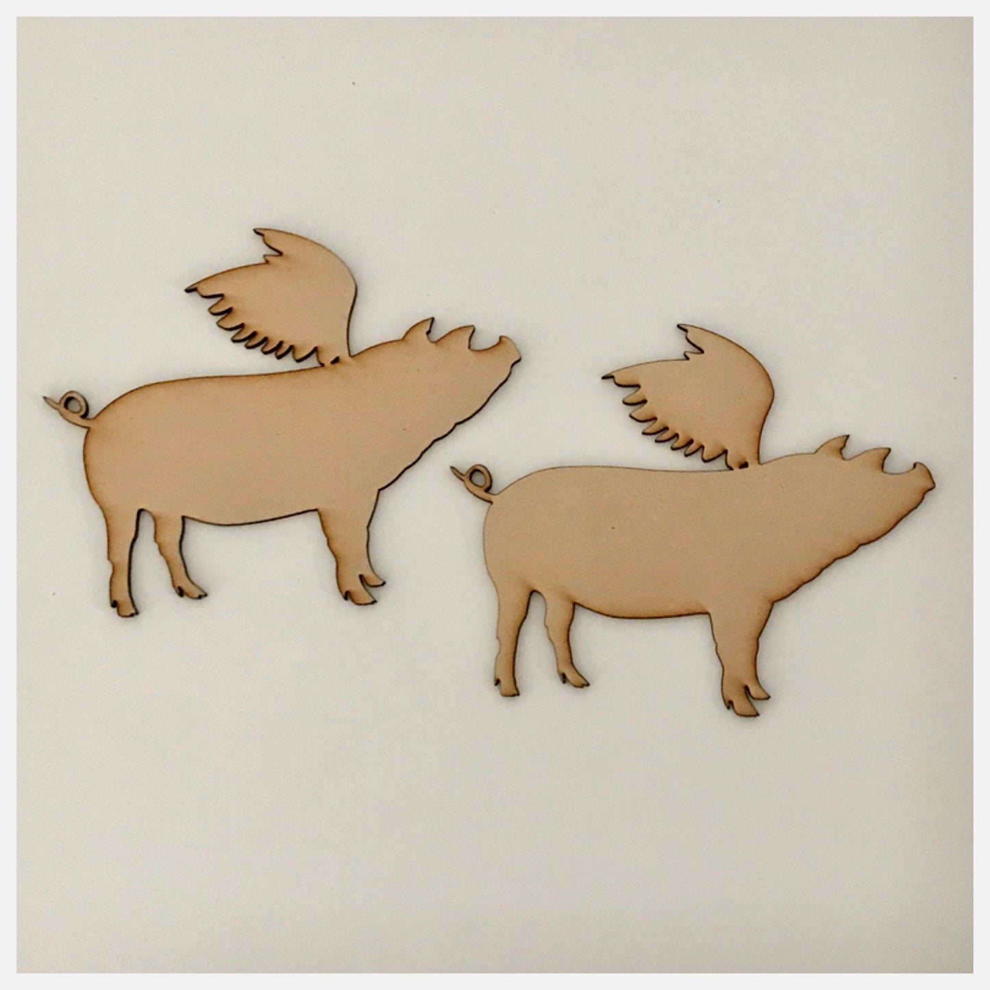 Pig Set of 2 M Flying Pigs MDF Shape DIY Raw Cut Out Art Craft Decor