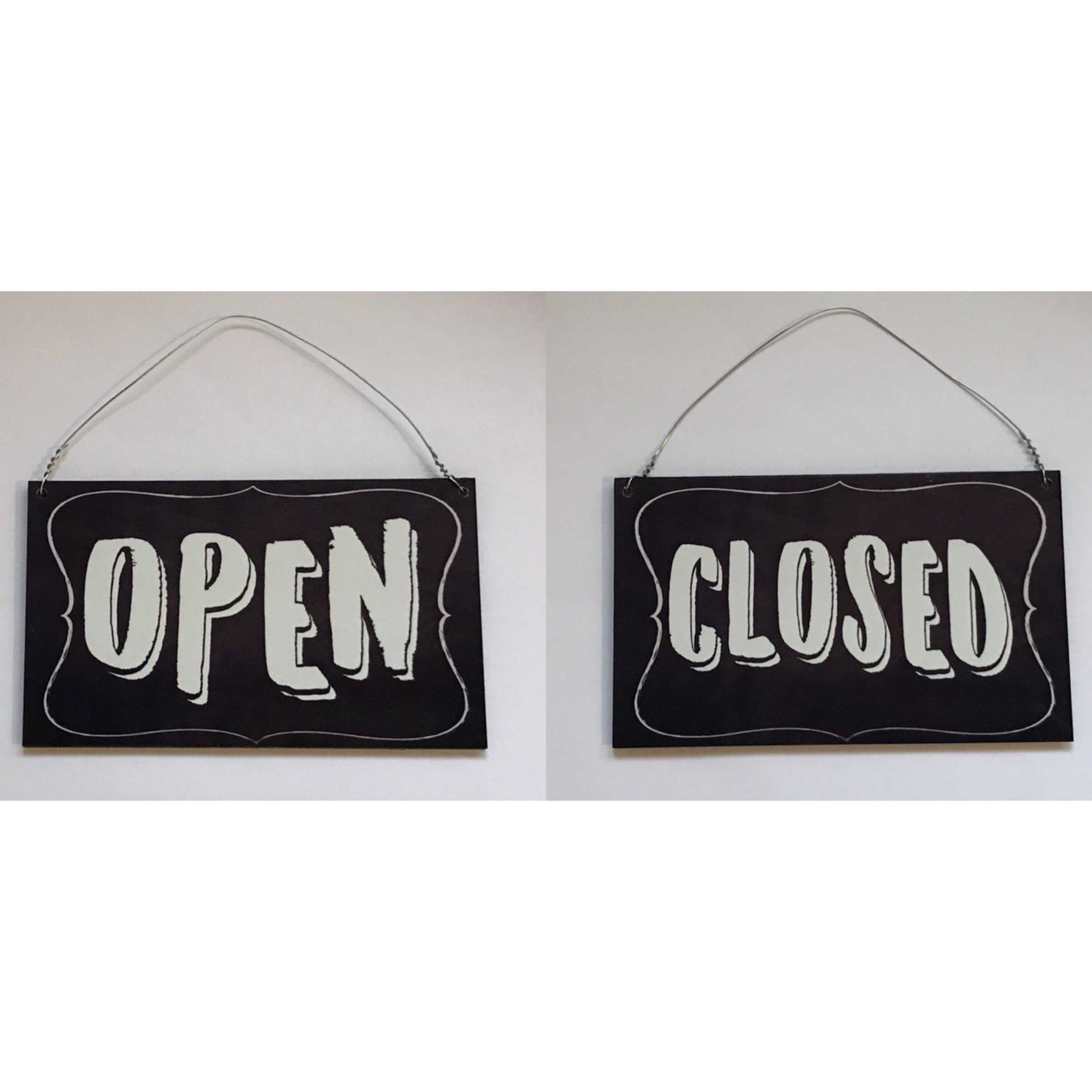 Open Closed Hanging Black Sign