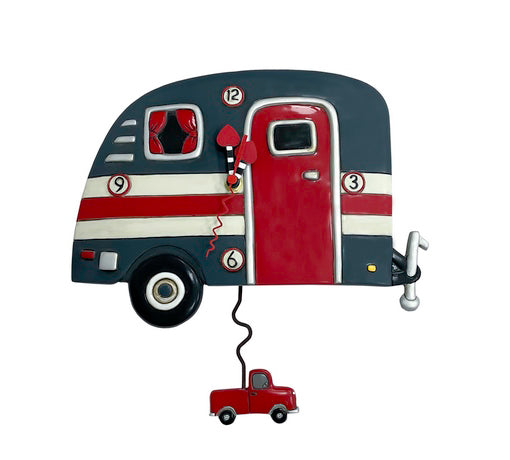 Clock Wall Happy Camper Caravan Funky Retro Grey - The Renmy Store Homewares & Gifts 