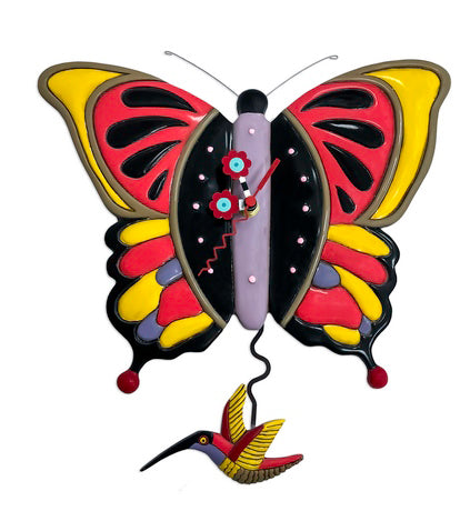 Clock Wall Butterfly Flutterby Garden Funky Retro - The Renmy Store Homewares & Gifts 