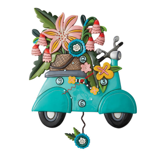 Clock Scooter Scoot-In Flower Wall Funky Retro - The Renmy Store Homewares & Gifts 