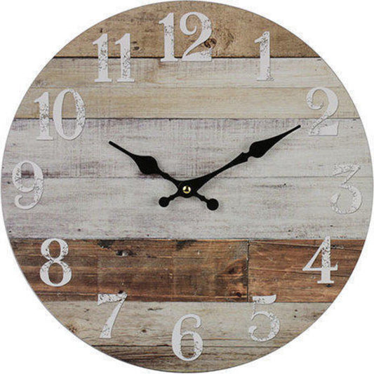 Clock Wall Rustic Weathered Wood Style