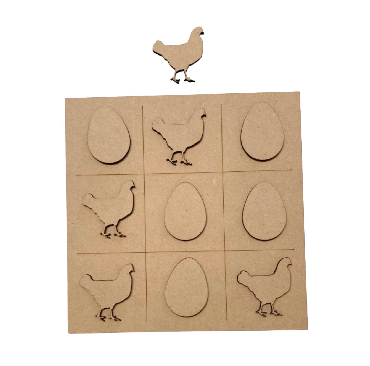 Tic Tac Toe Noughts Crosses Wood DIY Craft Chicken Egg