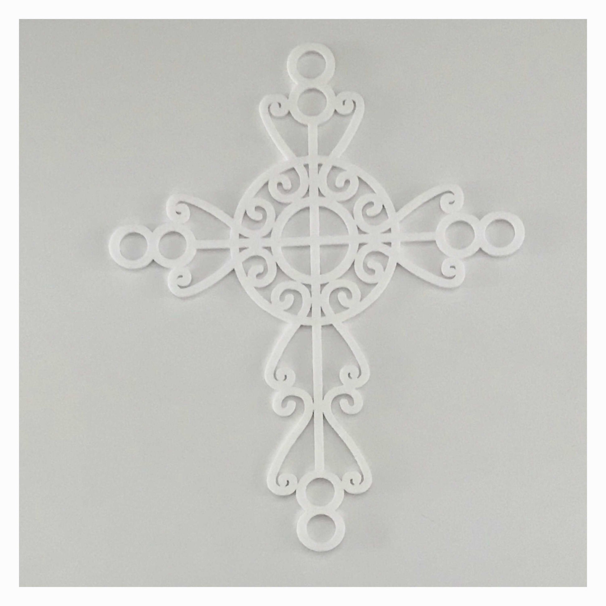Cross Boho White Decorative Plastic Acrylic Religious Decor