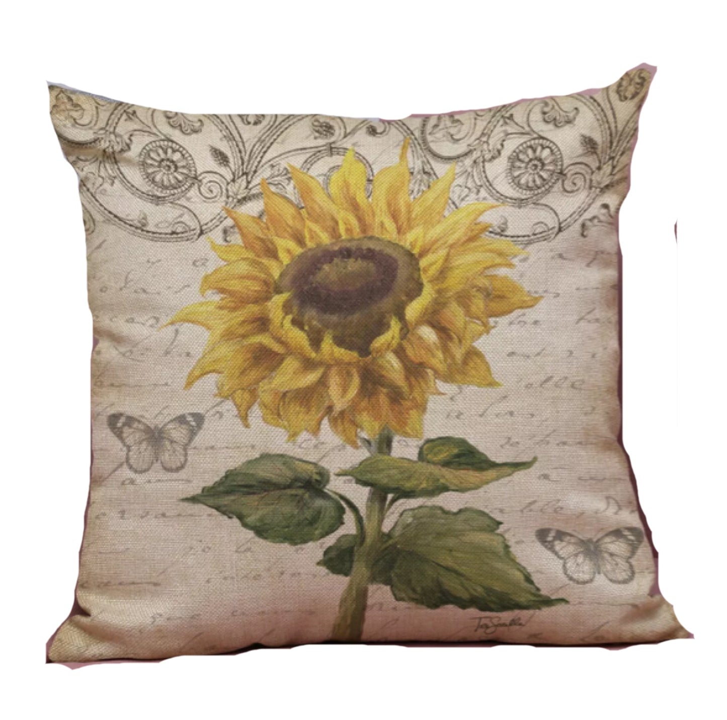 Cushion Cover Pillow Sunflower Butterfly Bliss - The Renmy Store Homewares & Gifts 
