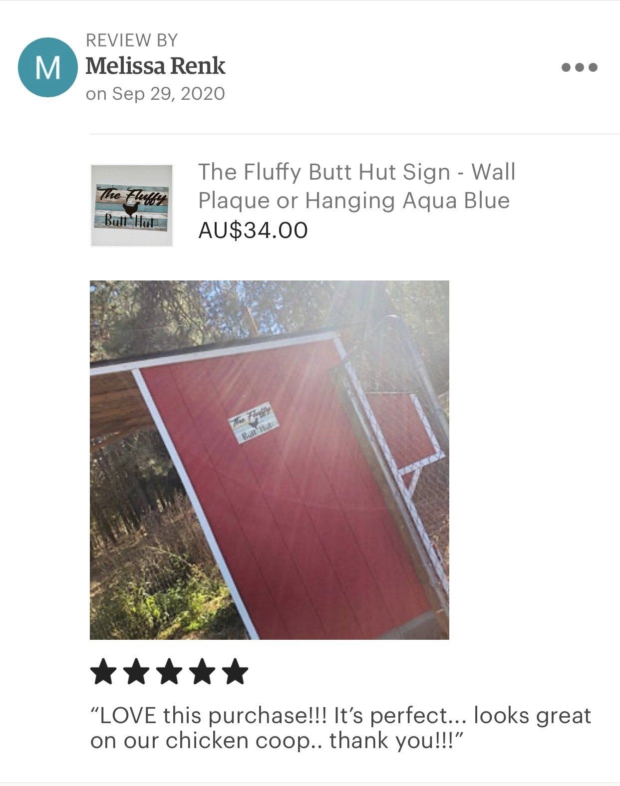 The Fluffy Butt Hut Chicken Rustic Blue Sign