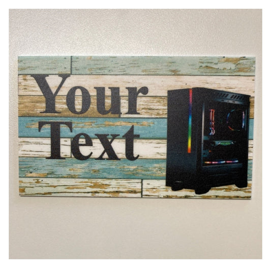 Computer Gaming Game Blue Custom Wording Text Sign - The Renmy Store Homewares & Gifts 