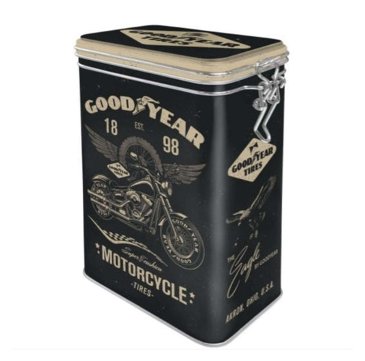 Box Tin Container Good Year Motorcycle Vintage Retro