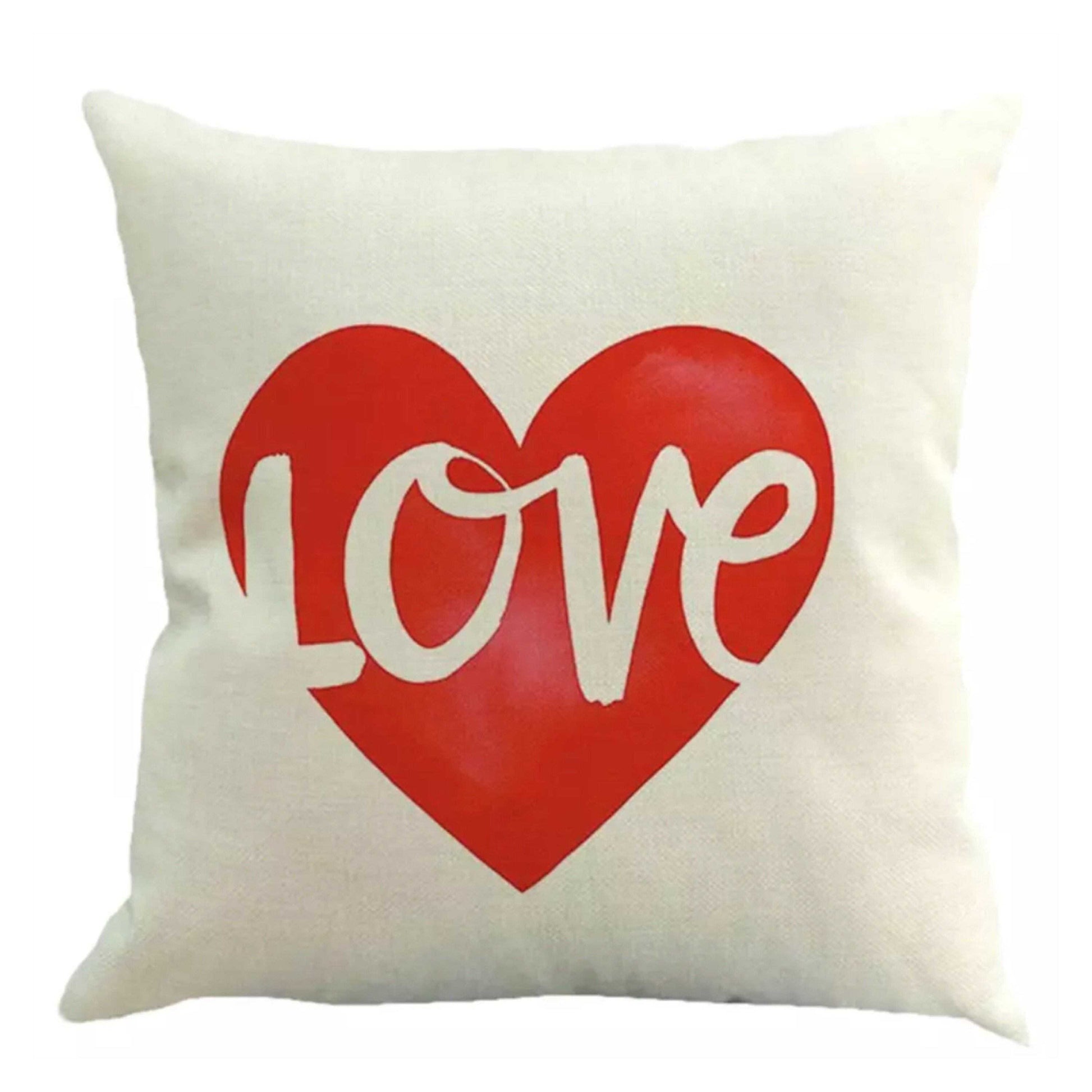 Cushion Pillow Red with White Love Wording