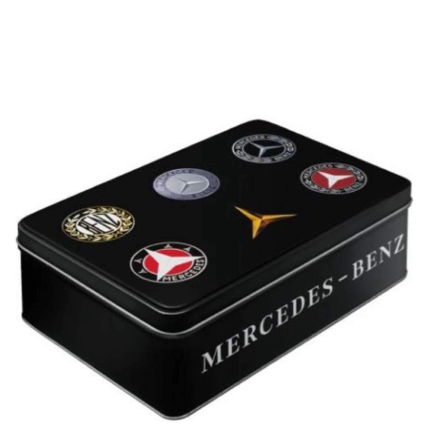 Box Tin Container Mercedes-Benz Logo Evolution Vintage Retro - The Renmy Store Homewares & Gifts 