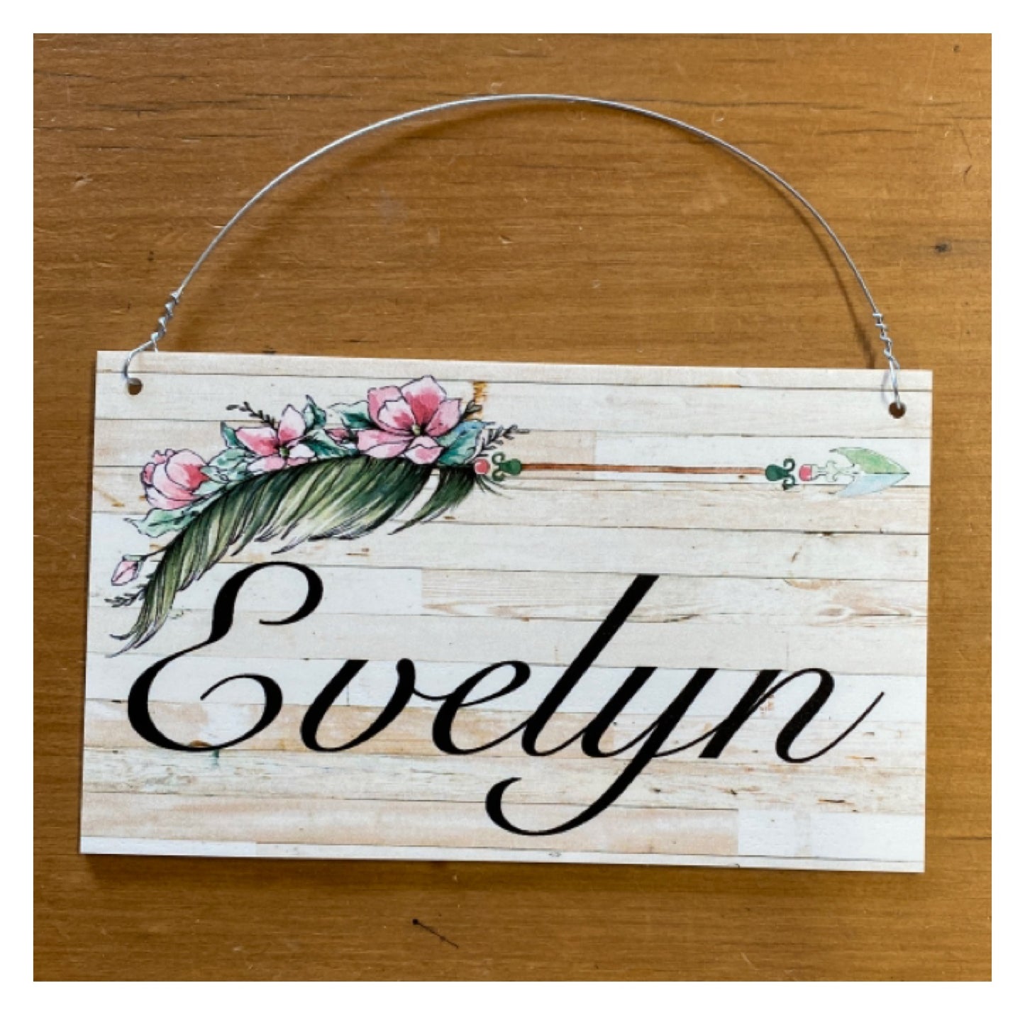 Feather Flower Arrow Custom Personalised Sign - The Renmy Store Homewares & Gifts 