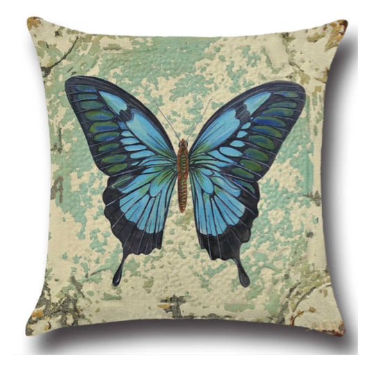 Cushion Pillow Cover Butterfly Garden Blue - The Renmy Store Homewares & Gifts 