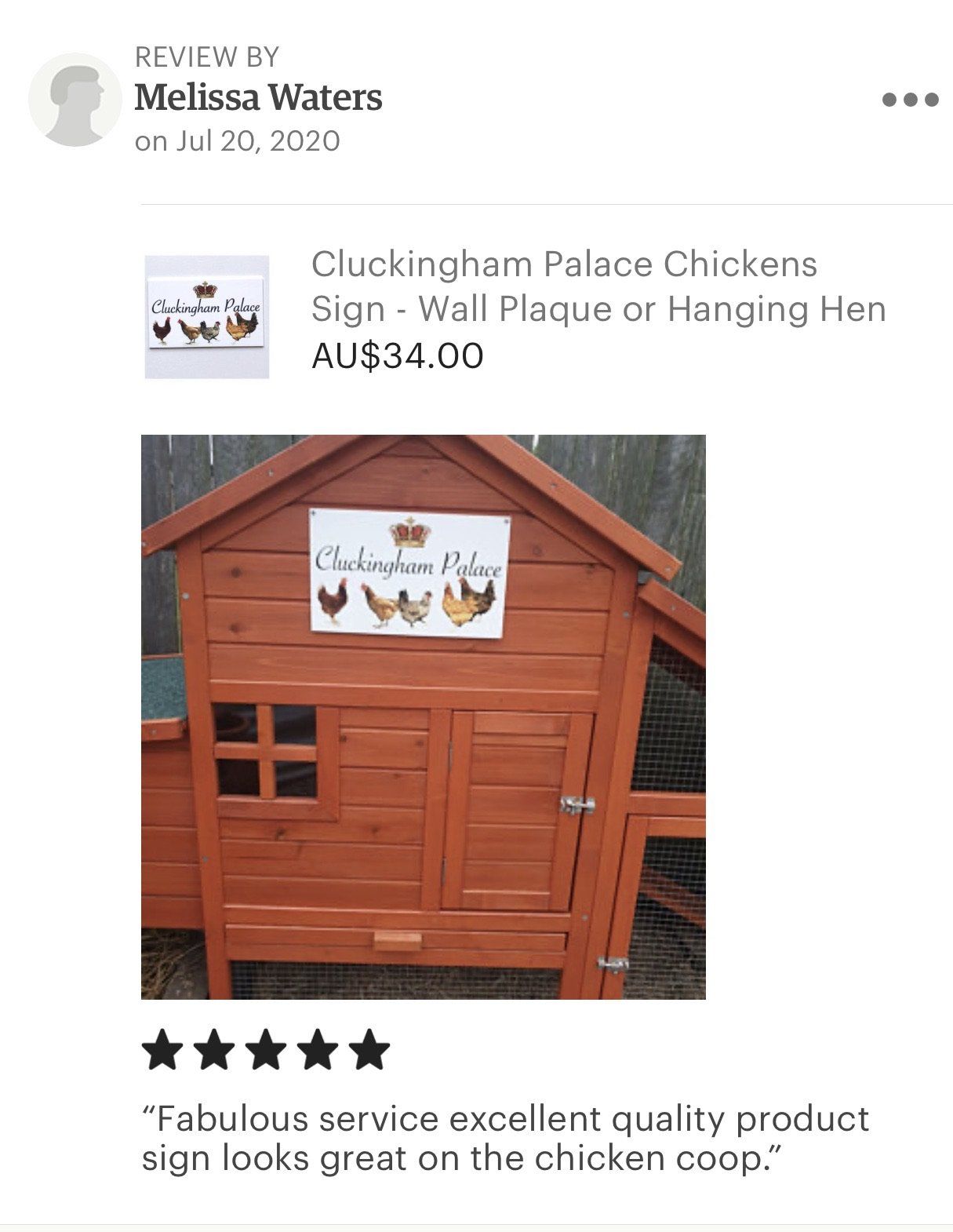 Cluckingham Palace Chicken Coop Sign