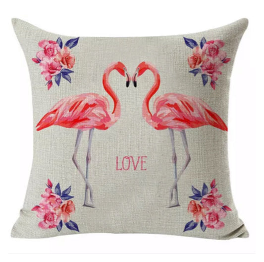 Cushion Pink Flamingo Bird Love - The Renmy Store Homewares & Gifts 
