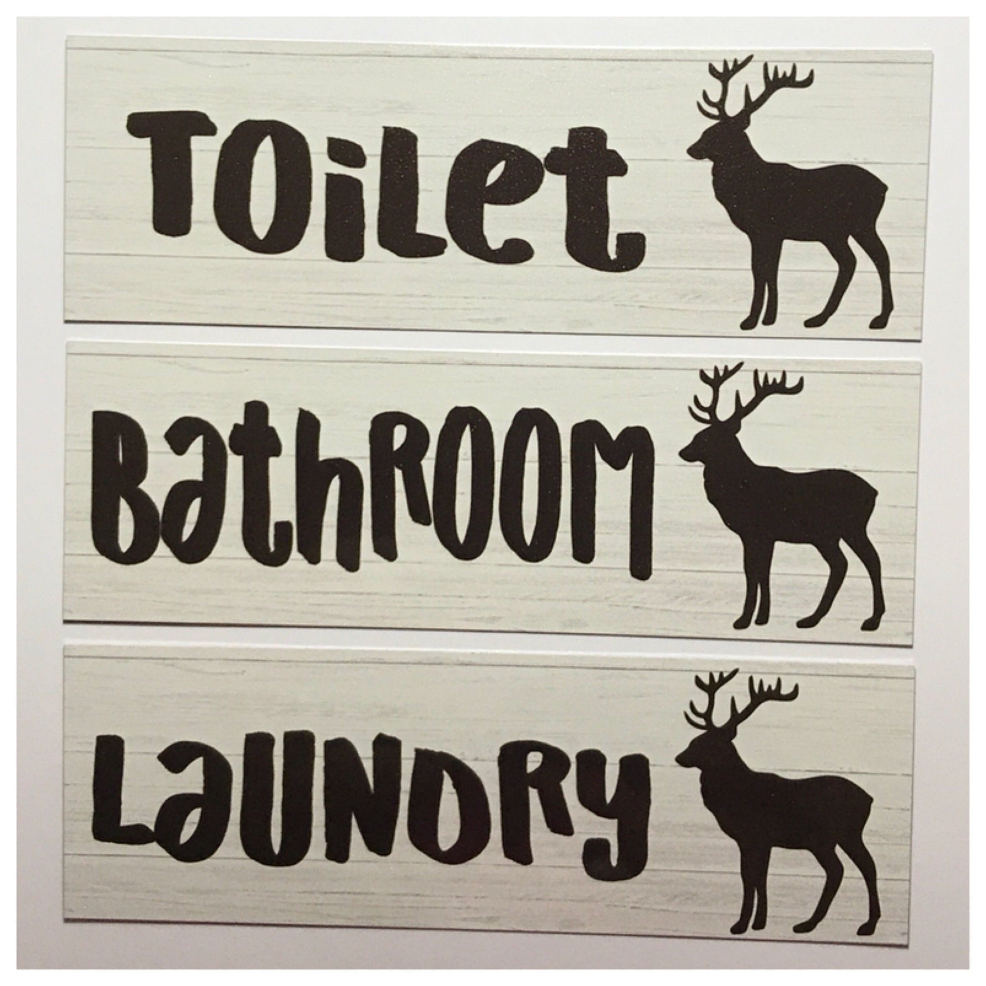 Stag Deer Black Door Sign Toilet Laundry Bathroom