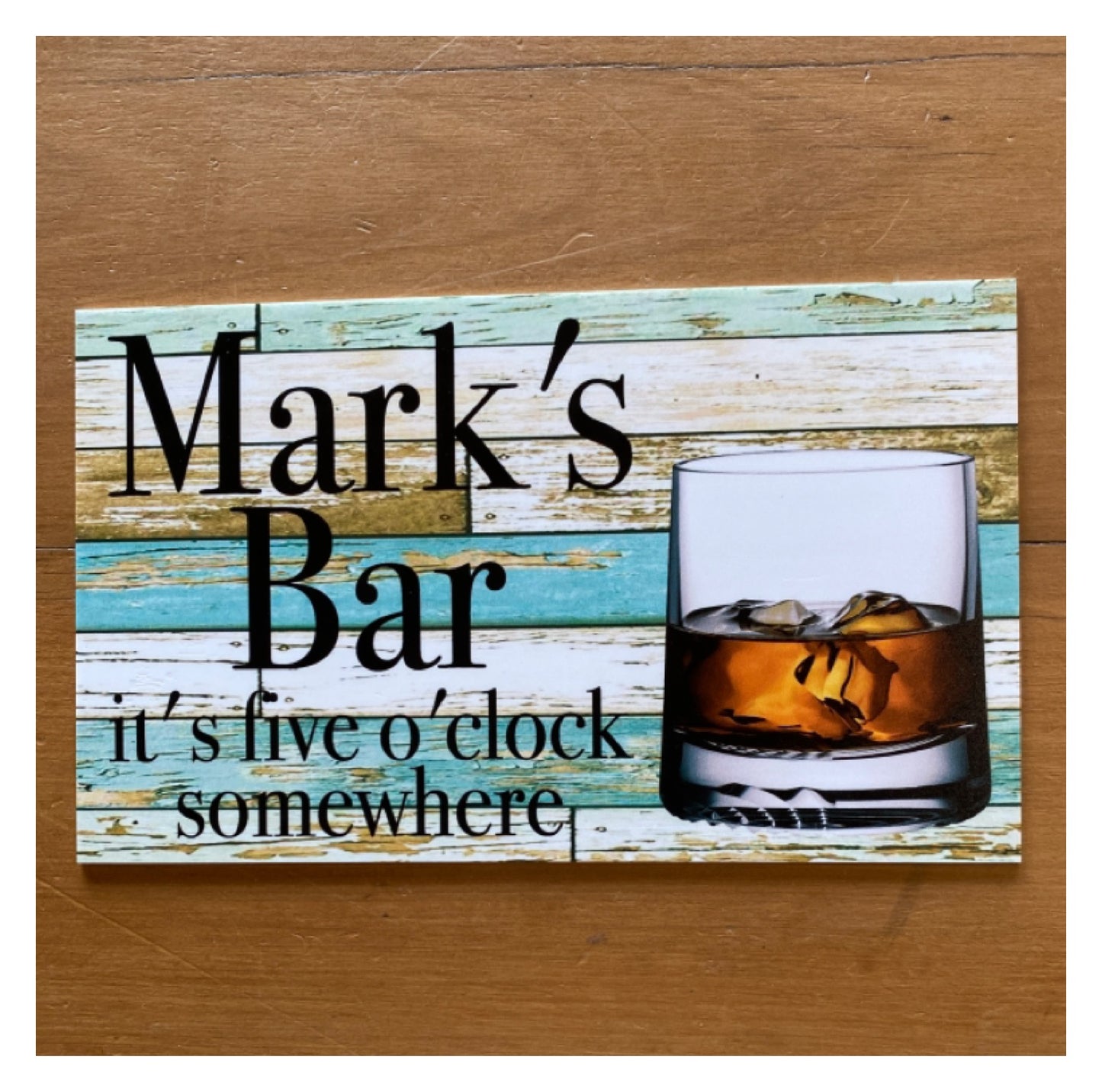 Scotch Bar Rustic Blue Custom Personalised Sign - The Renmy Store Homewares & Gifts 