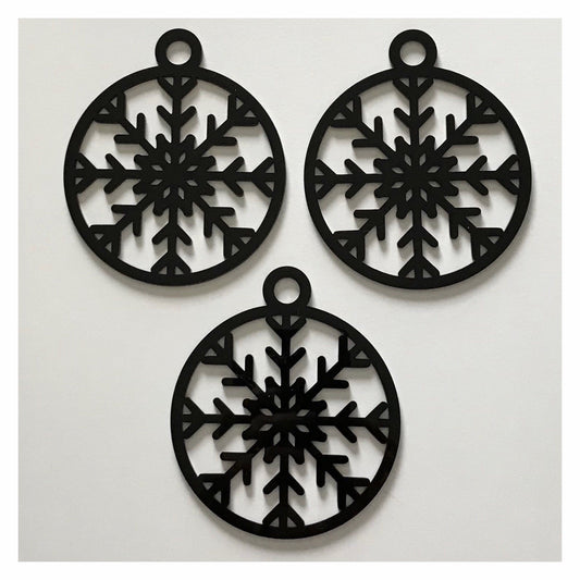 Snowflake B Decoration Hanging Set Of 3 Black  Acrylic Country Decor Garden