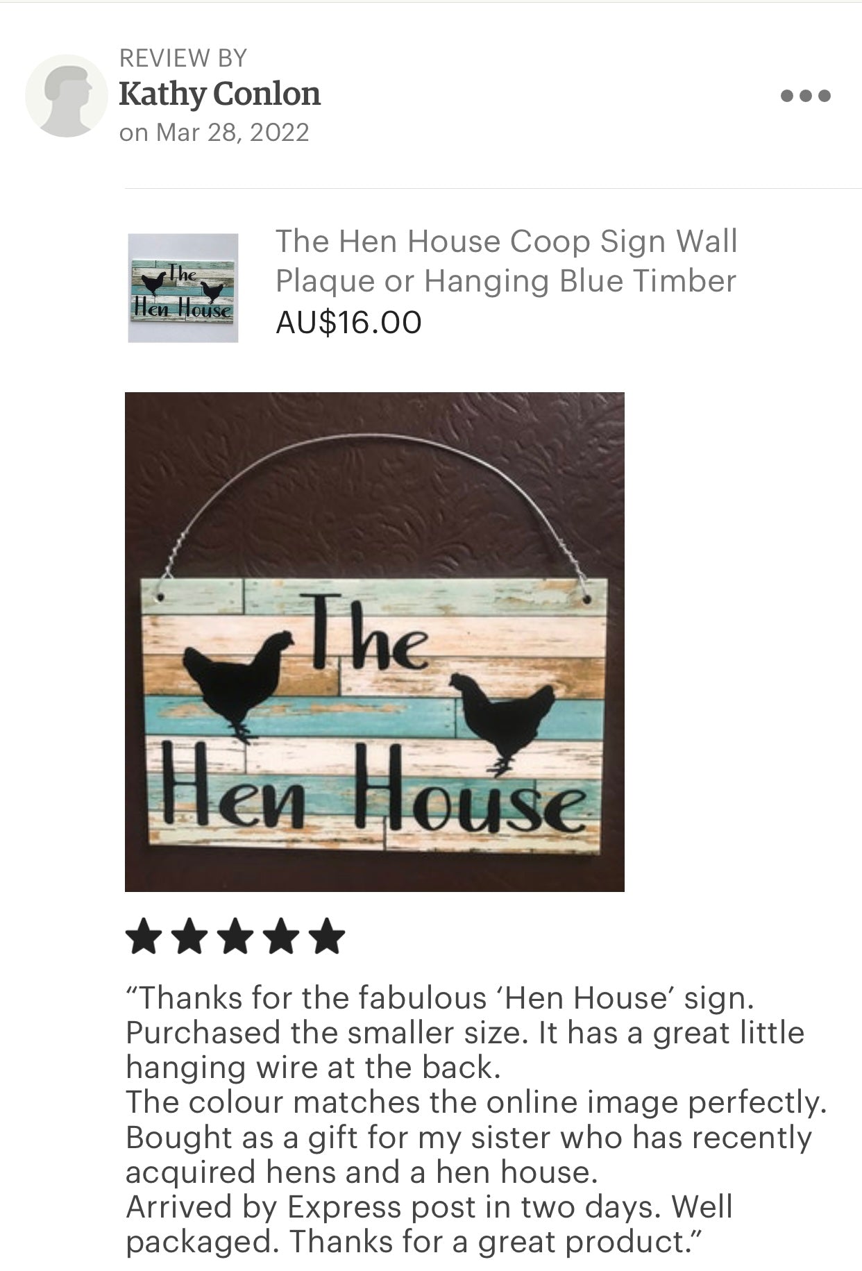 The Hen House Blue Timber Style Sign - The Renmy Store Homewares & Gifts 