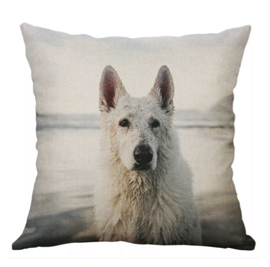 Cushion Cover Pillow Dog White Ocean