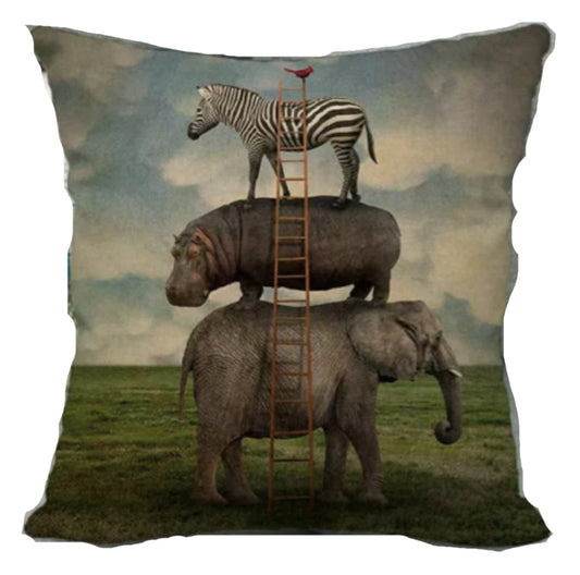 Cushion Cover Wild Africa Zebra Rhino Elephant - The Renmy Store Homewares & Gifts 